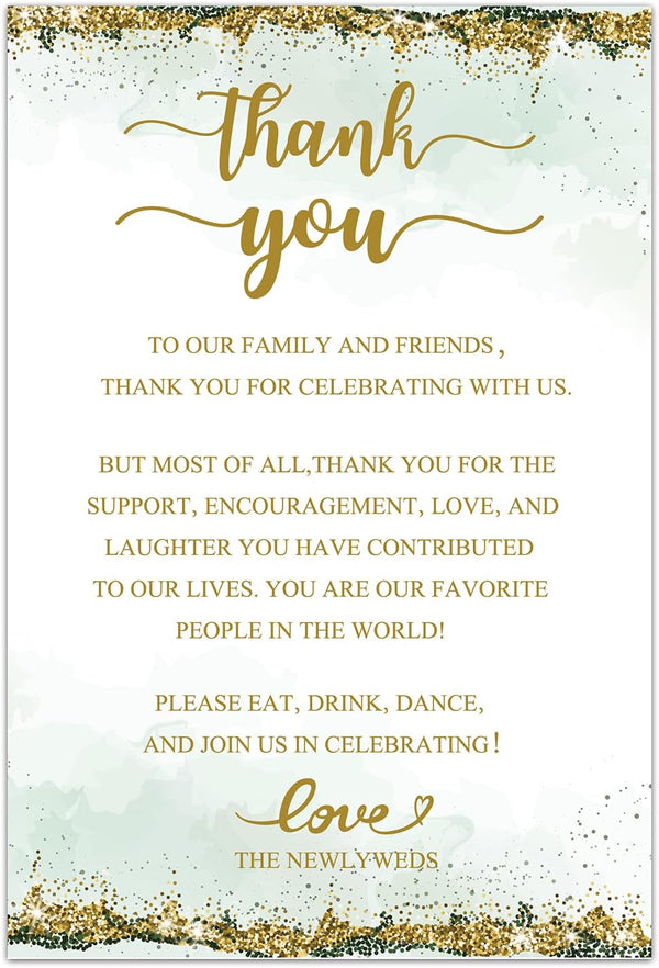 TENTADO 50 Wedding Thank You Place Cards, Thank You Table Sign for Wedding Reception, 4X6 inch