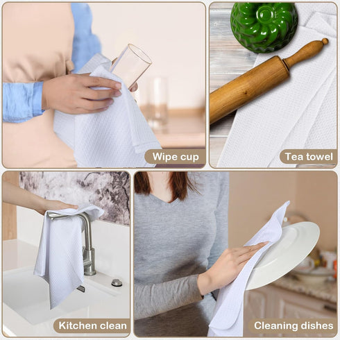 16 Inch 24 Inch 10 Pack SINLAND Microfiber Sublimation Blank Towels - Fast Drying Waffle Weave Kitchen Towel, Tea Towel