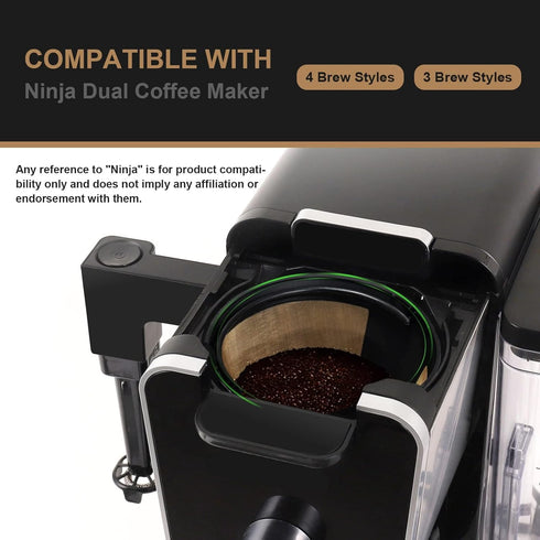 Reusable Coffee Filter for Ninja Dual Brew Coffee Maker, 3 Pack K Cup Reusable Coffee Pods and 2 Pack Coffee Maker Filter for Ninja Dual Brew Coffee Maker Ninja CFP301 CFP307 Coffee Maker