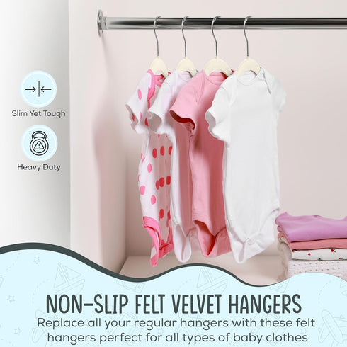 50 11.8" Closet 360 TechZoo Premium Baby Velvet Hangers - Non-Slip, Ultra-Slim Space-Saving Children Hangers - Swivel