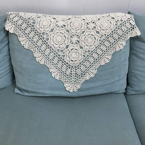 Hetao 100% 19 Inch Cotton Handmade Crochet Square Tablecloth Doilies Lace Table Covers,White