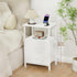 2 HETS002WP-1 LOAKEKEL Night Stand, Nightstand with Fabric Drawers for Bedroom, Small End Table with Open Storage Shelf