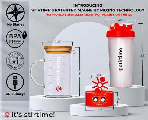 20oz Bottle+16oz Portable Rechargeable Magnetic Mixer for Protein Powder, Baby Formula, Aerates Wine, Kid Safe, No