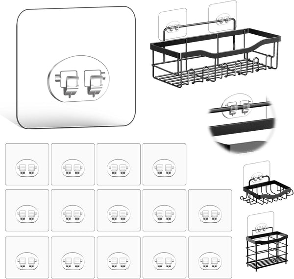 FGSAEOR 14-Pack Shower Caddy Adhesive Single Hooks for Replacement, Shower Holder Organizer