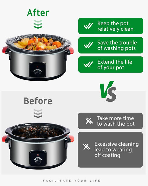 Syntus Slow Cooker Liners, 30 Count Disposable Cooking Bags for 3QT to 8QT Slow Cooker, 13"x 21", 30 Liners