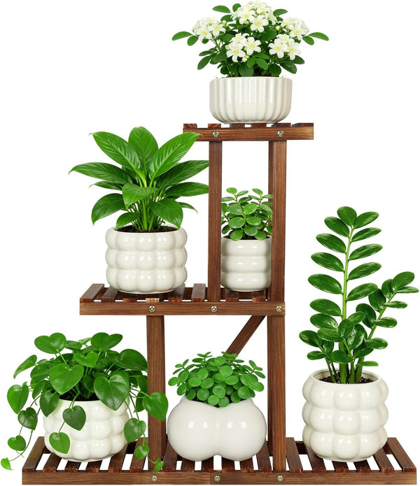 3 Tiered Narrow Wooden Indoor Plant Stand Shelf for Multiple Plants, Corner