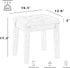 Upholstered Ottoman Stool with Padded Seat, Tufted Vanity Stool with Solid Wood Legs, Accent Stools, Faux Leather