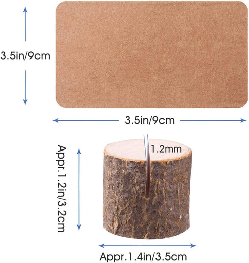 18Pcs Premium Wood Place Card Holders and 30Pcs Kraft Table Place Cards for Rustic Wedding Party