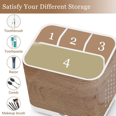Toothbrush Holders for Bathrooms, Kids Electric Toothbrush and Toothpaste Organizer, 4 Slots Caddy for Countertop
