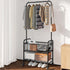 Black Rolling Laundry Hamper with Wheels, Laundry Basket Sorter Cart, Shelf Hanging Rack