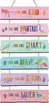 Yookeer Set of 6 Watercolor Dinosaur Wall Art Decors - Rustic Wooden Motivational Wall Hanging Plaque Sign, You Are