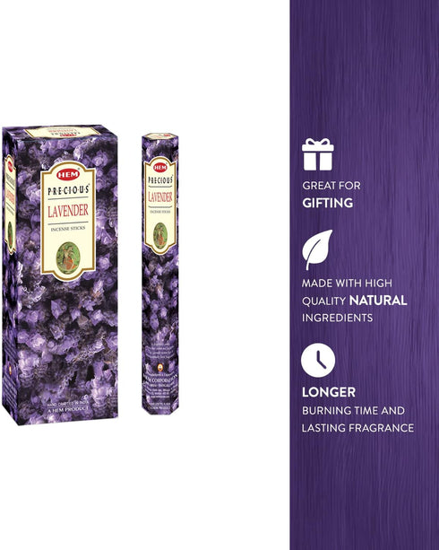 HEM Lavender Incense Sticks, Pack of 120, Natural Relaxing Aromatherapy Gift Set