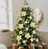 Geefuun 28PCS Christmas Tree Decorations: Gold Glitter Poinsettias Artificial Flowers Ornaments with Clips