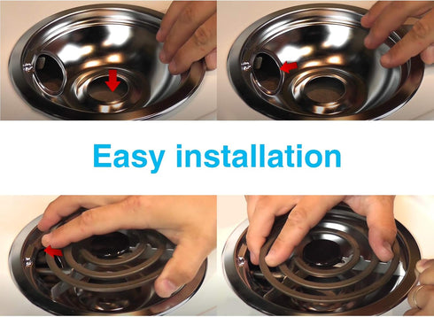 4 Pack Range Burner Chrome Drip Pan Bowls Set, 316048413 & 316048414 Replacement for Frigidaire