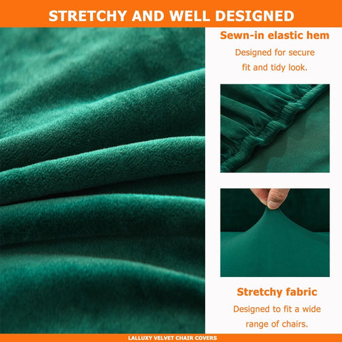 Set 4, Velvet Chair Covers for Dining Chair of Stretchy Soft Parson Chair Covers Removable Washable Kitchen Dining Room