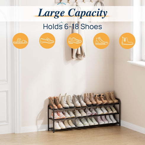 46.5'' 20 Closet, 3-Tier ENJOYBASICS Expandable Shoe Rack, Wide - Pairs Adjustable Shoe Organizer Shelf for Black Metal