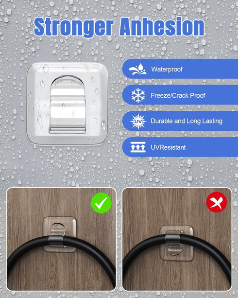 LZC 25 Pack Hooks for Outdoor String Lights Clips: Square Clear Large Heavy Duty Light Hook Waterproof Adhesive Strips