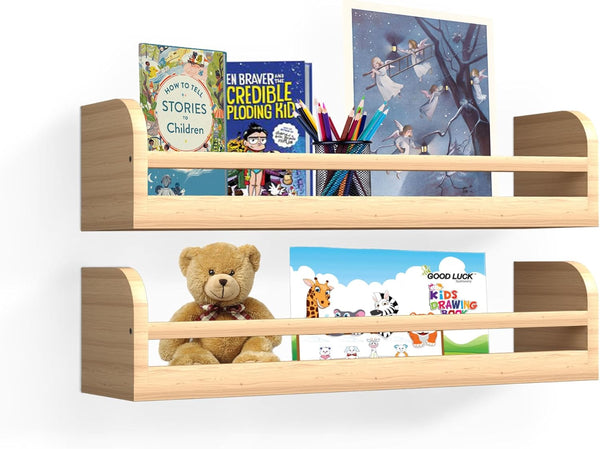 Floating Nursery Book Shelves, 16.5 inch Wall Book Shelves Kids Room, Set