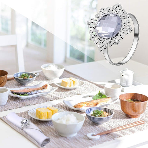 VORCOOL 12pcs Napkin Rings, Napkin Holders for Wedding Banquet Dinner Decoration (Silver)