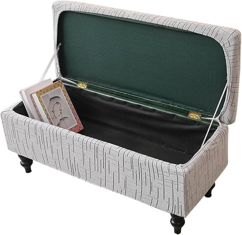 Eco-Ancheng Storage Ottoman Cover Rectangle Ottoman Slipcover Folding Storage Bench Cover Footrest