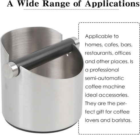 Stainless Steel Italian Espresso Tapping Box with Detachable Rod & Anti-Slip Rubber Base (Silver-S)