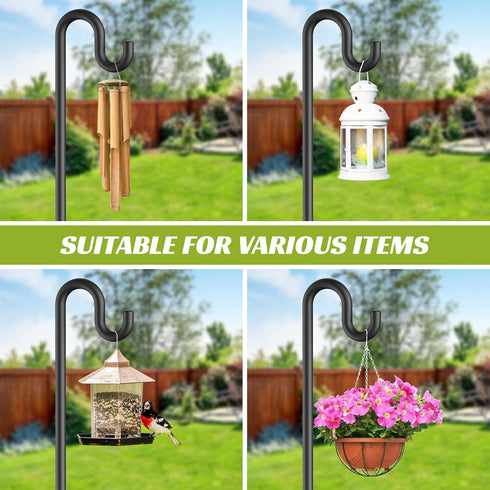 76 Inches 5 Forlogic Bird Feeder Pole Shepherd Hooks for Outdoor, Heavy Duty Bird Feeder Pole for Garden Decor, Black
