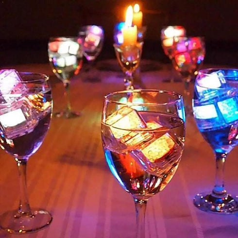 LED Ice Cube Shape Lights, Liquid Sensor Glowing Light up Ice Cubes for Drinks and Party Decorations