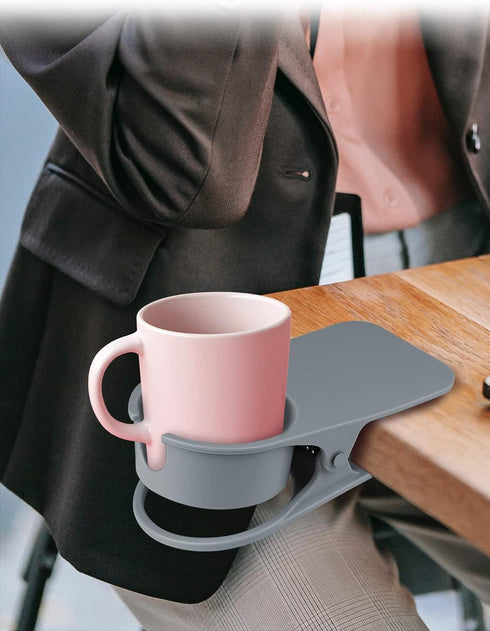 Kalolary Gray Drinking Cup Holder Clip with Groove, Table Bottle Cup Stand DIY Glass Cup Clamp Storage Saucer Clip