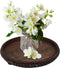 Hodeframe Wooden Serving Tray: 12in Brown Round Wood Butler Decorative Tray Candle Holder