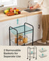 SONGMICS 3-Tier Metal Rolling Cart with Baskets, Lockable Utility Trolley on Wheels for Kitchen Bathroom Closet, Black