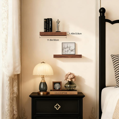 12x7x1.5 Set 2) Floating Shelves for Wall, Bathroom Shelves Over Toilet, Wall Shelves & Book Shelf, Hanging Shelf