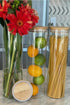 Cestari Glass Pasta Storage Jars: Airtight Spaghetti Container with Bamboo Lid, Kitchen Canister for Snacks, Macaroni,