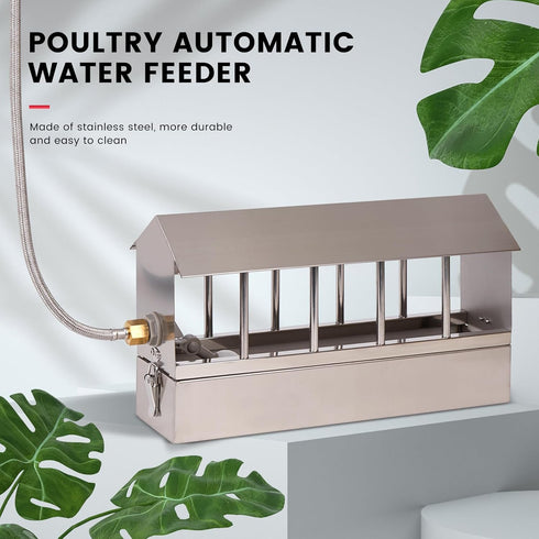 Automatic Chicken Waterer Stainless Steel Chicken Water Feeder Pigeon Water Dispenser with Float Valve Automatic