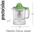 Proctor Silex Electric Citrus Juicer Machine, 34 oz., White and Green for Orange, Lemon, Grapefruit Juice (66340)