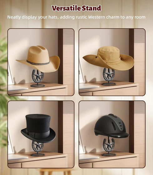 2 Packs, Hat Stand, Cowboy Hat Display, Western Table Decor, Metal Horseshoe Hat Stand, Cowboy Hat Holder, Cowboys