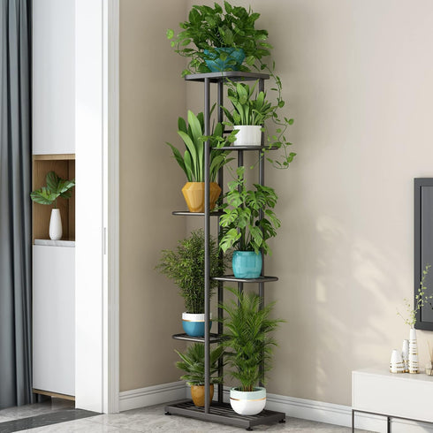 6 7 (6 7 LINZINAR Plant Stand Indoor Outdoor Metal Tier Potted Multiple Flower Pot Holder Shelf Planter Display