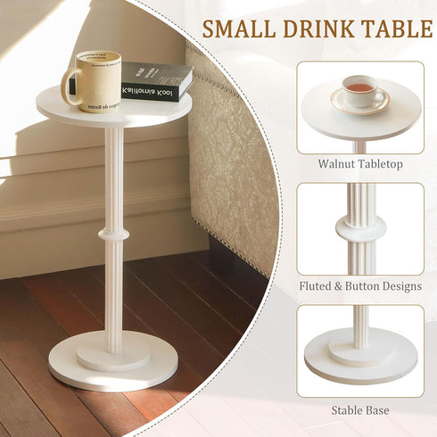 Elegant White Small Round Side Table for Limited Spaces