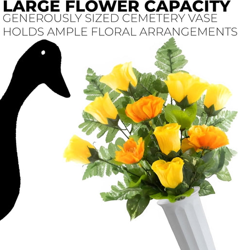 2 Pack Plastic Cemetery Vase with Ground Spike, 9.75" x 3", Outdoor Grave Flower Holder