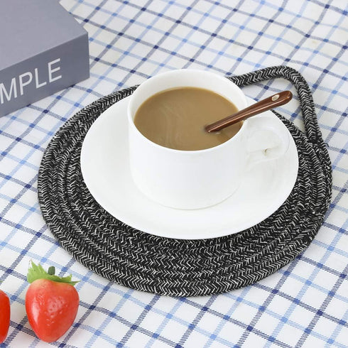 Cotton Thread Pot Trivet, Braided Cup Coaster for Kitchen, Multi-use for Hot Pan, Dish and Bowl, Set of 3, 7 Inches