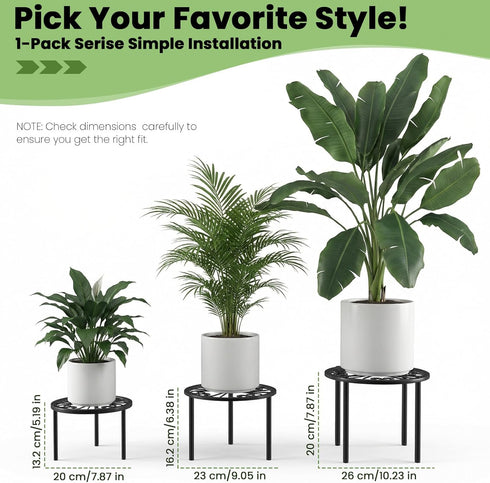 9.1-inch TOSKING Heavy Duty Metal Plant Stand - Decorative Round Plant Stand, Adjustable Leveling Feet & Rust-Resistant