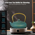 Green Cast Iron Teapot Large Capacity 40oz/1200ml with Infuser for Loose Leaf Stovetop Safe Vertical Stripe Flat Tea Kettle, Enameled Interior by Jotsport