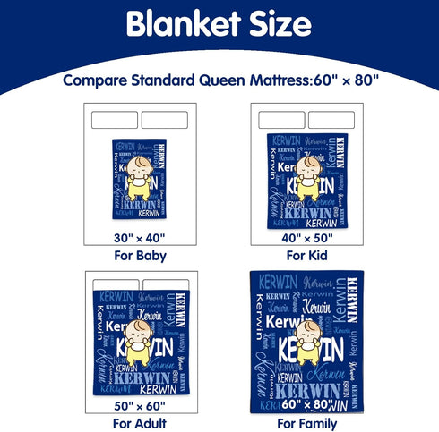 ICELIETE Ships Next Day, Personalized Blankets for Kids Custom Blanket with Name Customized Blanket Flannel Blanket