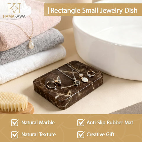 Natural Marble Soap Dish, Rectangle Emperador Dark Jewelry Dish, Dark Brown Style Shower Soap Holder, Modern Stone