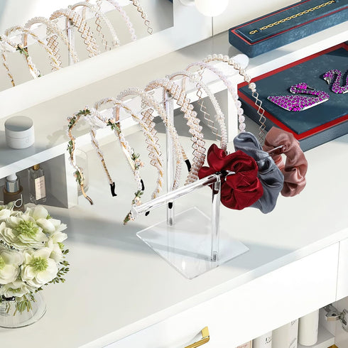 Acrylic Headband Holder, Clear Scrunchie Holder Organizer, Hair Accessories Display Stand for Women and Girls
