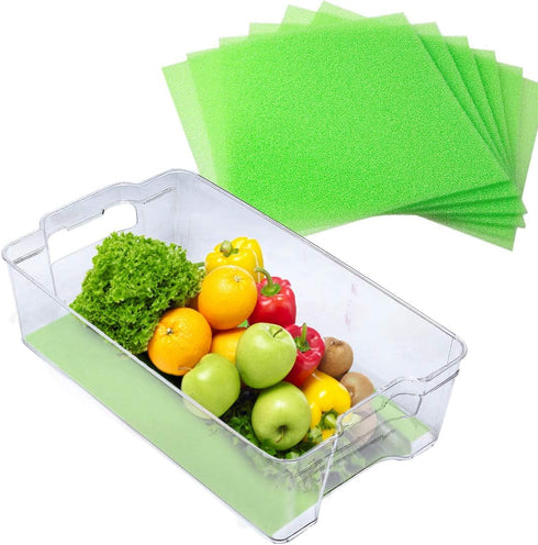 6 Pack Dualplex Refrigerator Liners Washable | 13"x10.5" Reusable Shelf Mats | Sponge Keeps Produce Fresh Longer