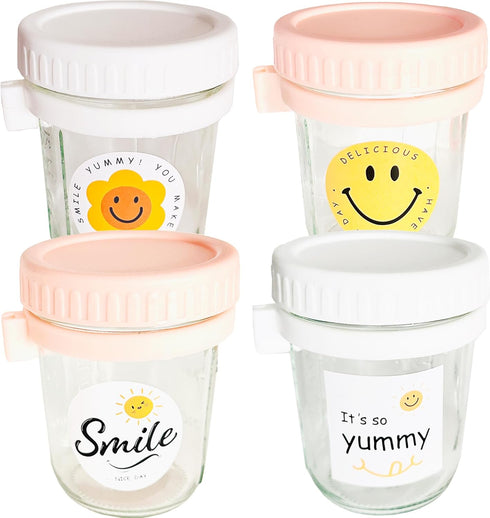 Melanaille 2 Pack Spoons,16 oz Overnight Oats Containers with Lids and Glass Mason Overnight Oats Jars,Reusable