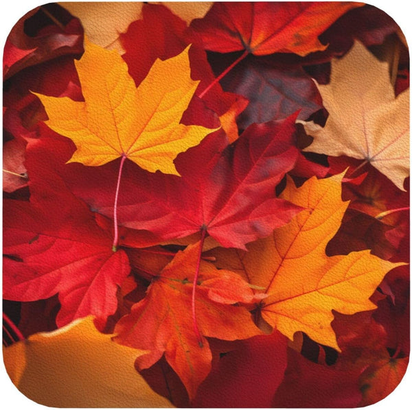 Nameapo Autumn Fall Leaves Coasters for Drinks Leather Coasters Set of 6 for