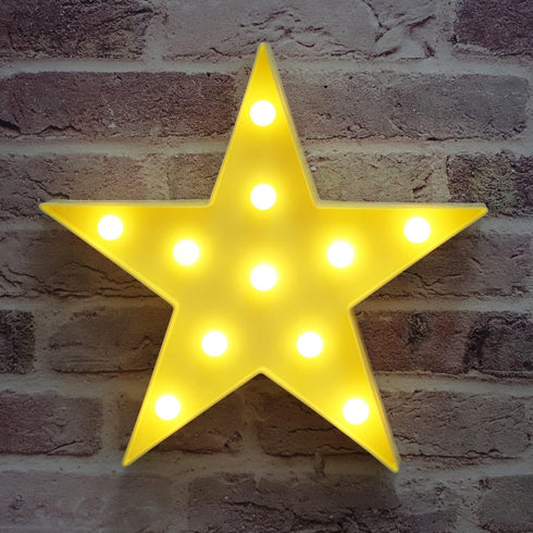 LED Marquee Star Sign Night Light, Battery Operated Star Shape Desk Table Lamp for Kids, Baby, Child, Girl Gift