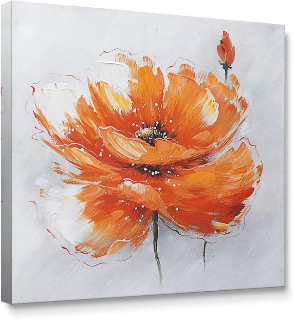 Niwo ART - Orange Poppies Flower Canvas Wall Art Home Decor, Framed and Ready to Hang