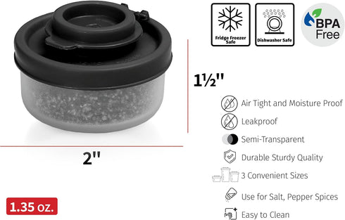 SIGNORAWARE Salt and Pepper Shakers, Moisture Proof Mini Spice Set for Camping, Picnic, Kitchen, 3 Pack Clear